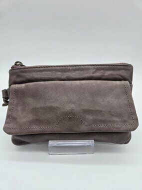 Day & Mood Dark Taupe Genuine Leather Clutch Front Flap Pocket Wristlet No Strap